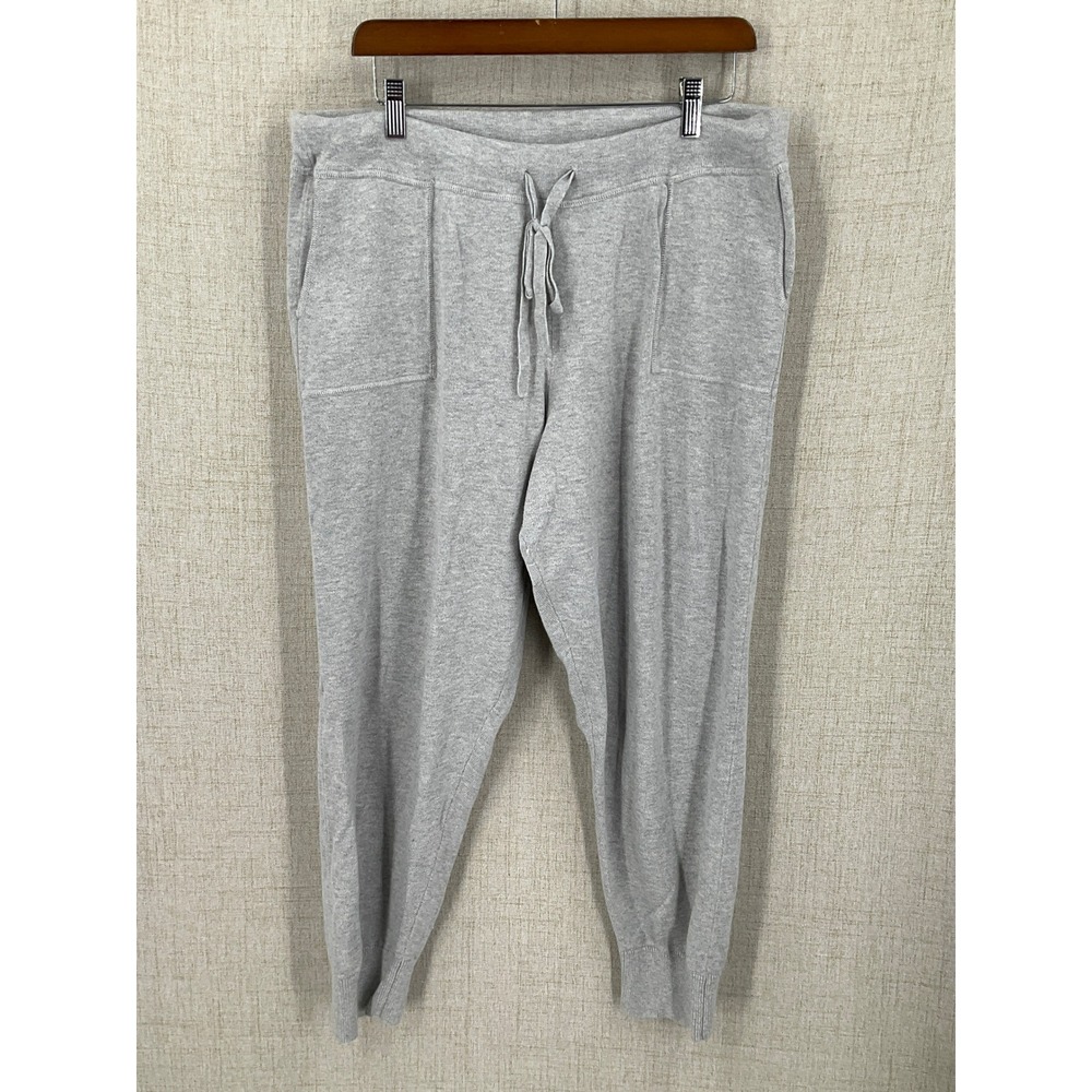 J.Crew Joggers Womens L Gray Cotton Cashmere Knit Drawstring Sweatpants Lounge